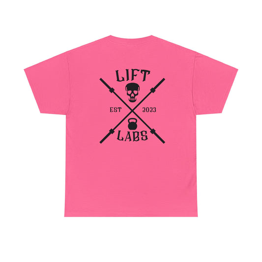 Barbell & Skull Strength T-Shirt (Safety Pink)